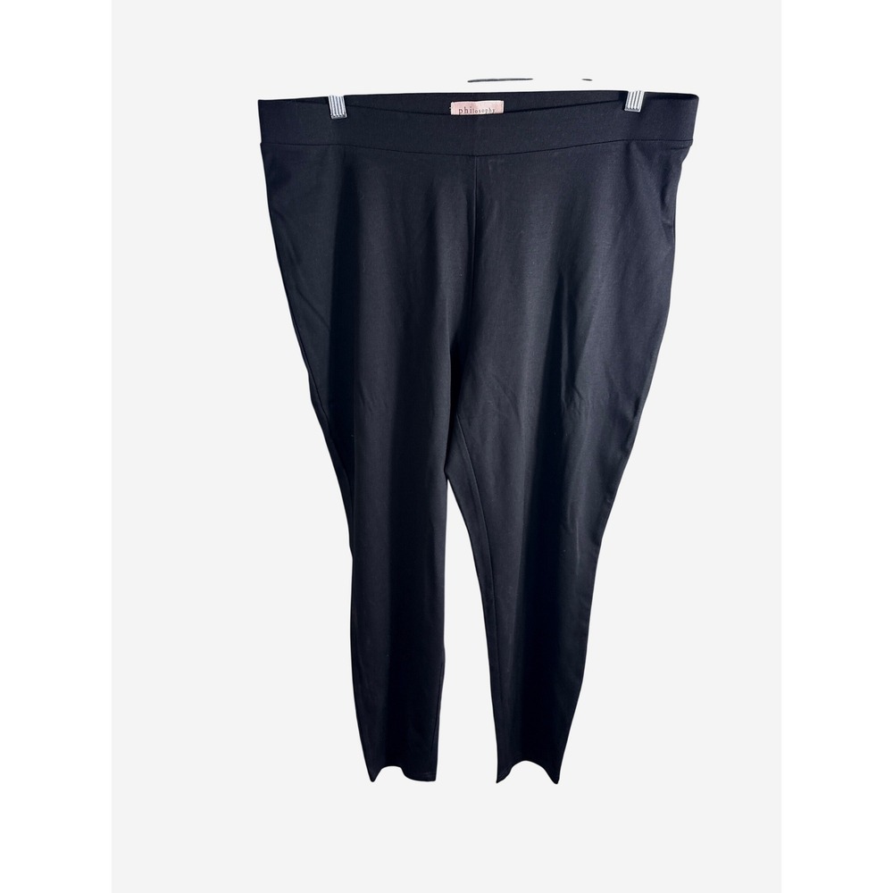 Philosophy Woman Black Pull On Tapered Leg Pants Plus Size 2X NWT Stretch Knit - Picture 2 of 9